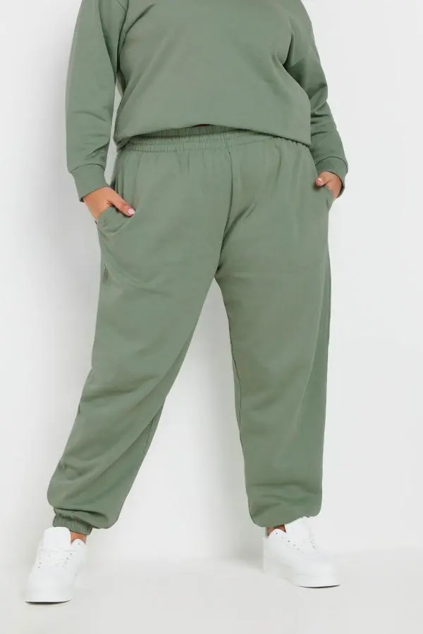 Yours Curve Sage Green Cuffed Joggers, Women's Curve & Plus Size, Yours