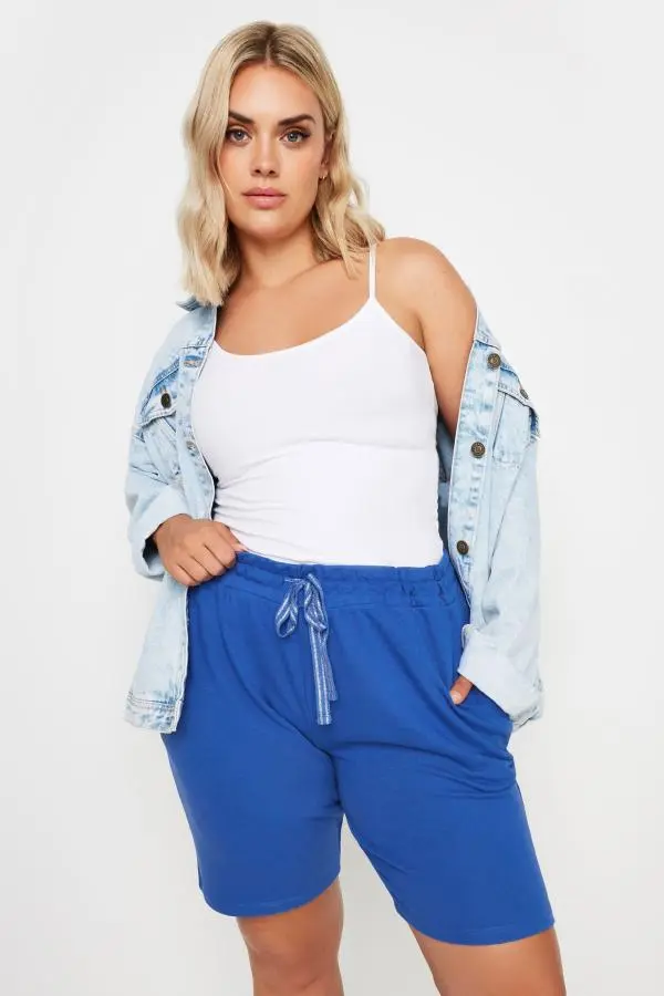 Yours Curve Blue Pull On Shorts, Women's Curve & Plus Size, Yours