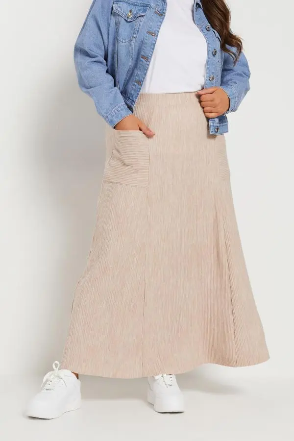 Yours Curve Pink Pleated Pocket Skirt, Women's Curve & Plus Size, Yours