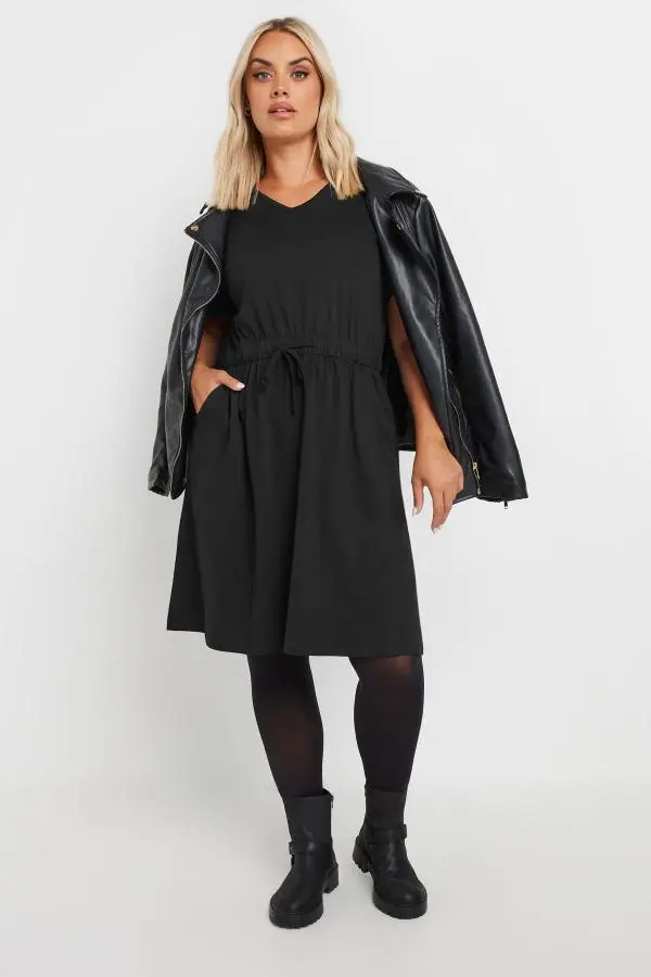 Yours Curve Black Cotton Tshirt Dress, Women's Curve & Plus Size, Yours