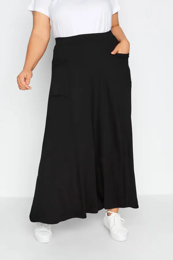 Yours Curve Black Maxi Jersey Stretch Skirt, Women's Curve & Plus Size, Yours