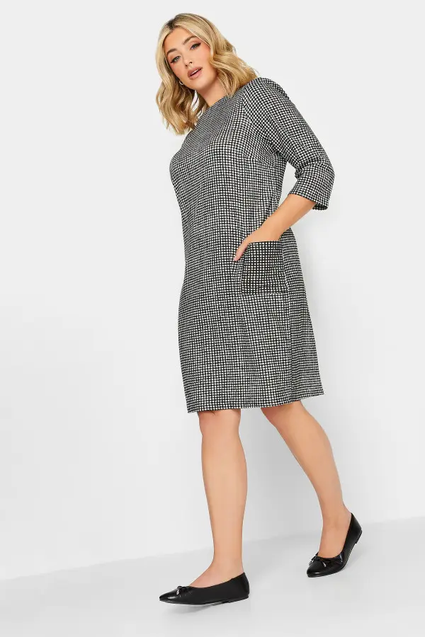 Yours Curve Black Gingham Pocket Tunic Dress, Women's Curve & Plus Size, Yours