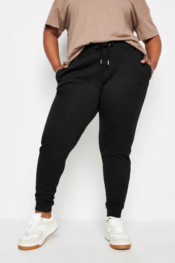 Yours Curve Black Elasticated Stretch Joggers, Women's Curve & Plus Size, Yours