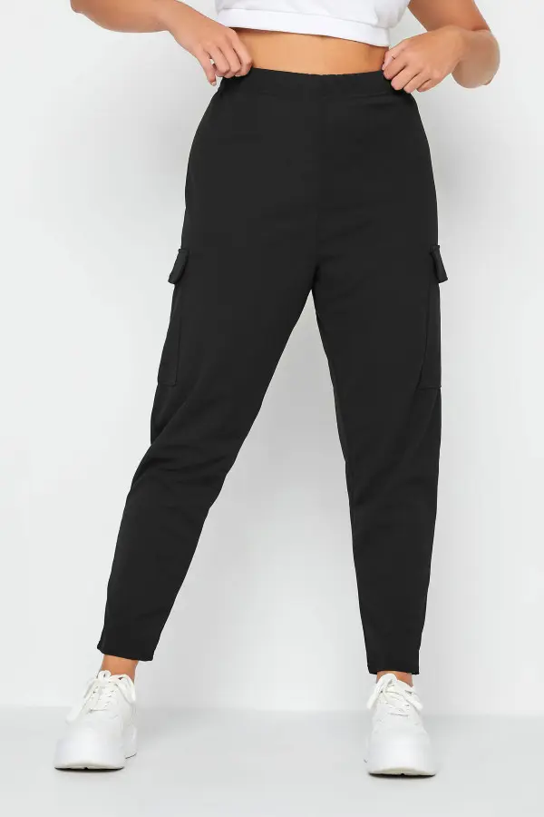 Yours Curve Black Tailored Scuba Cargo Trousers, Women's Curve & Plus Size, Yours