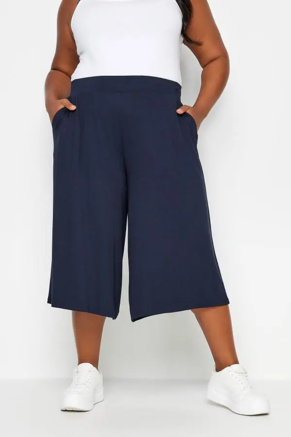 Yours Curve Navy Blue Culottes, Women's Curve & Plus Size, Yours