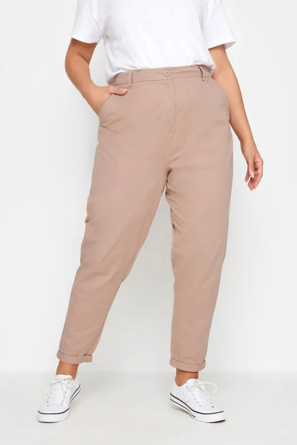 Yours Curve Blush Pink Straight Leg Chino Trousers, Women's Curve & Plus Size, Yours