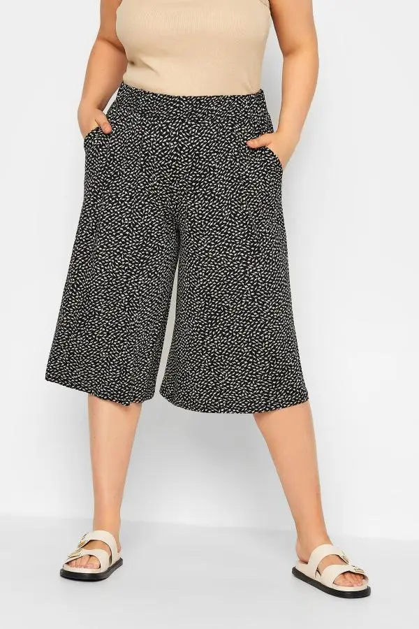 Yours Curve Black Lightning Culottes, Women's Curve & Plus Size, Yours