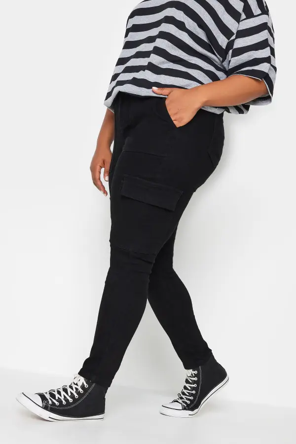 Yours Curve Black Cargo Ava Jeans, Women's Curve & Plus Size, Yours