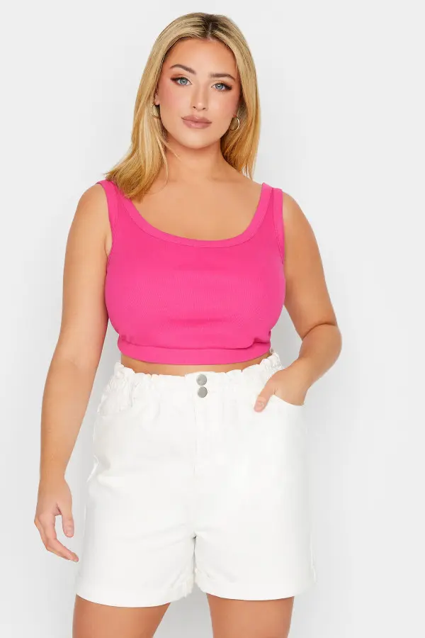 Yours Curve White Elasticated Waist Denim Shorts, Women's Curve & Plus Size, Yours