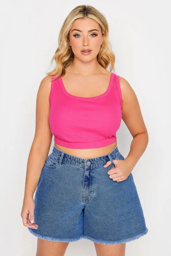 Yours Curve Mid Blue Floaty Denim Shorts, Women's Curve & Plus Size, Yours