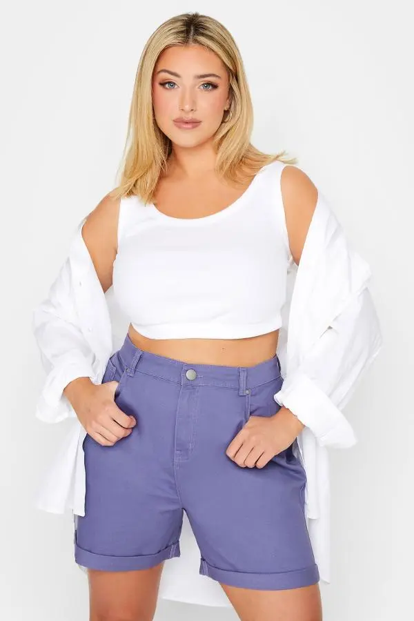 Yours Curve Purple Mom Denim Shorts, Women's Curve & Plus Size, Yours