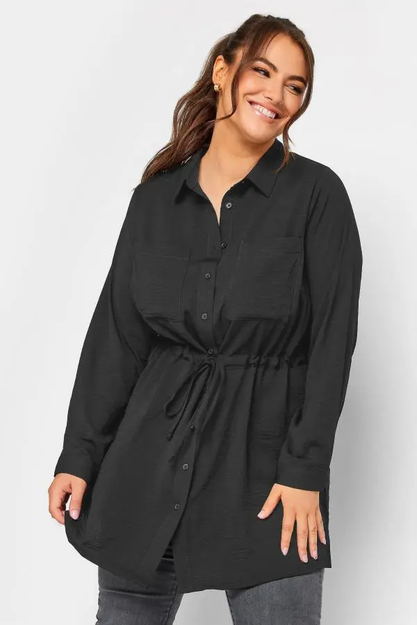 Yours Curve Black Utility Tunic Shirt, Women's Curve & Plus Size, Yours