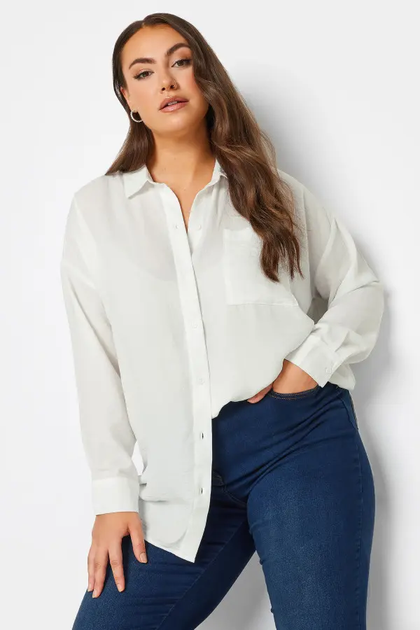 Yours Curve White Oversized Boyfriend Shirt, Women's Curve & Plus Size, Yours