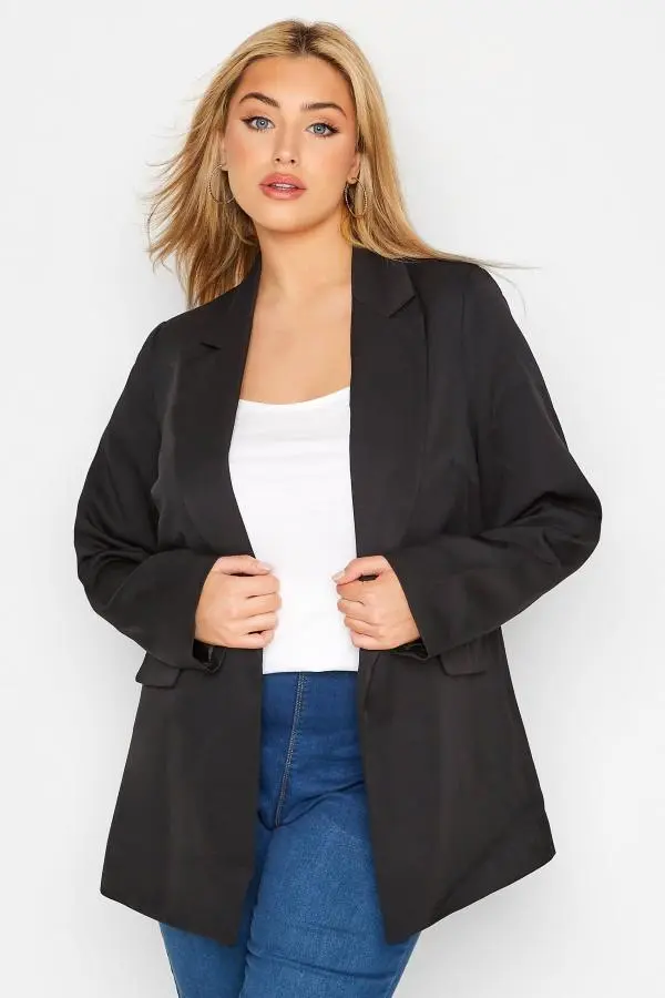 Yours Curve Black Lined Blazer, Women's Curve & Plus Size, Yours