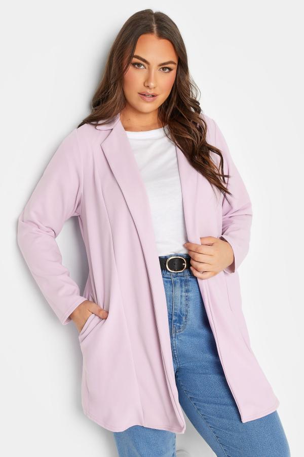 Yours Curve Lilac Purple Longline Blazer, Women's Curve & Plus Size, Yours