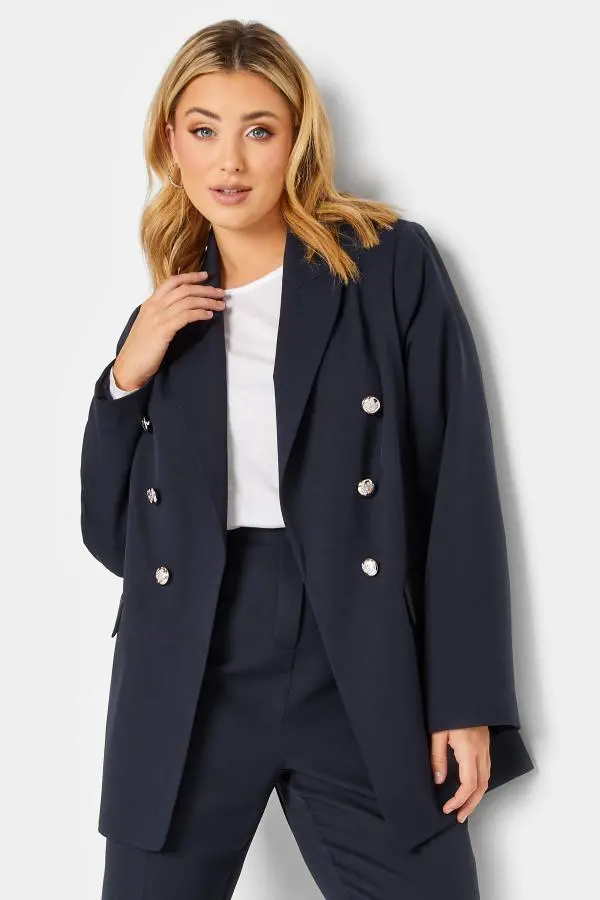 Yours Curve Navy Blue Military Blazer, Women's Curve & Plus Size, Yours