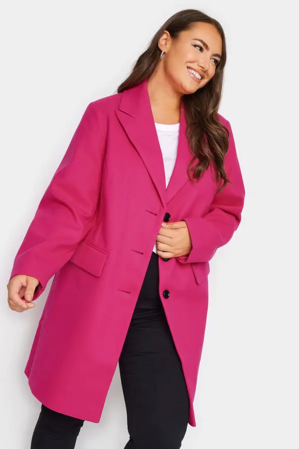 Yours Curve Pink Midi Formal Coat, Women's Curve & Plus Size, Yours