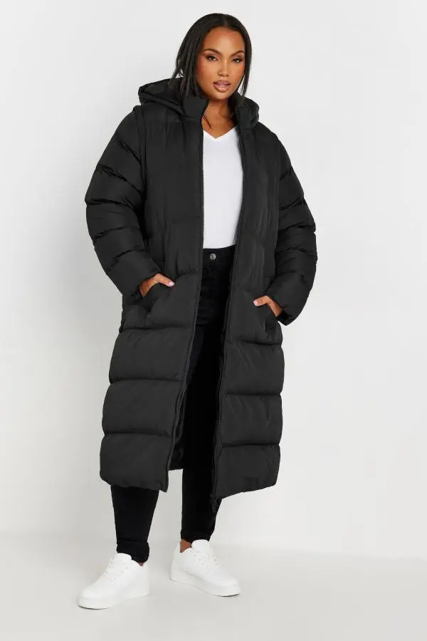 Yours Curve Black Padded 2In1 Puffer Coat & Gilet, Women's Curve & Plus Size, Yours