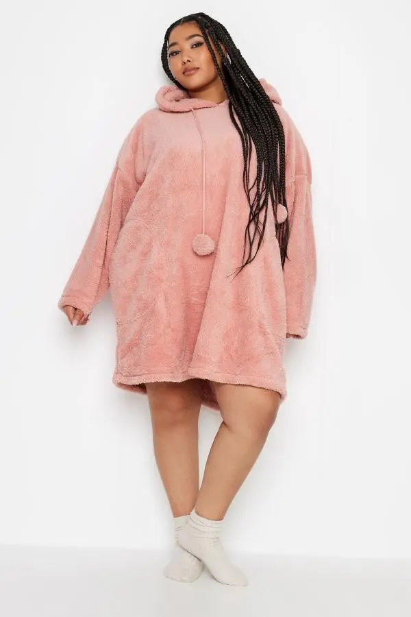 Yours Curve Pink Pocket Snuggle Hoodie