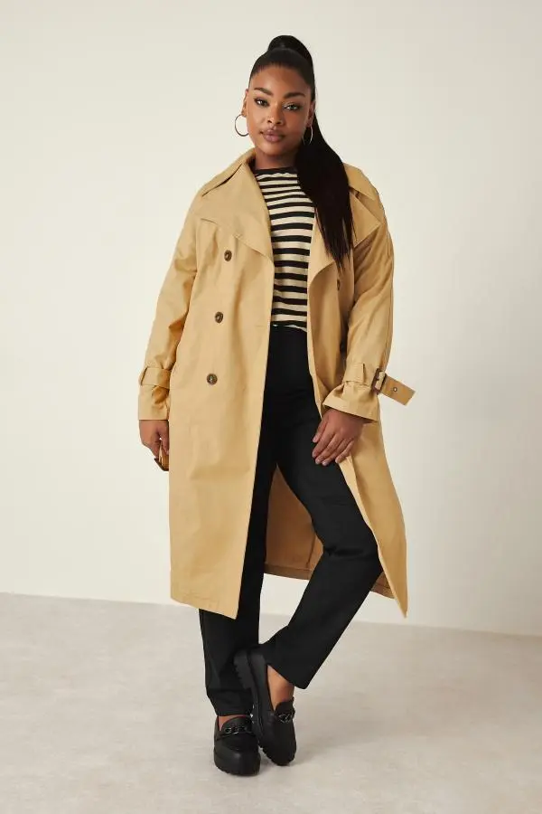 Yours Curve Beige Brown Trench Coat, Women's Curve & Plus Size, Yours