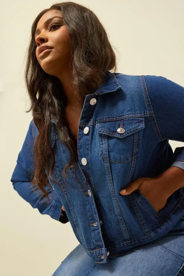 Yours Curve Indigo Blue Denim Jacket, Women's Curve & Plus Size, Yours