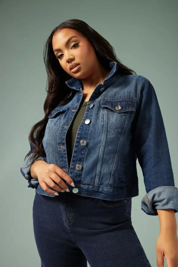 Yours Curve Indigo Blue Denim Jacket, Women's Curve & Plus Size, Yours