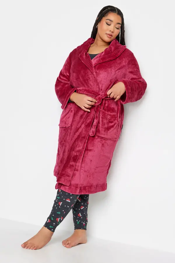 Yours Curve Red Essential Shawl Dressing Gown