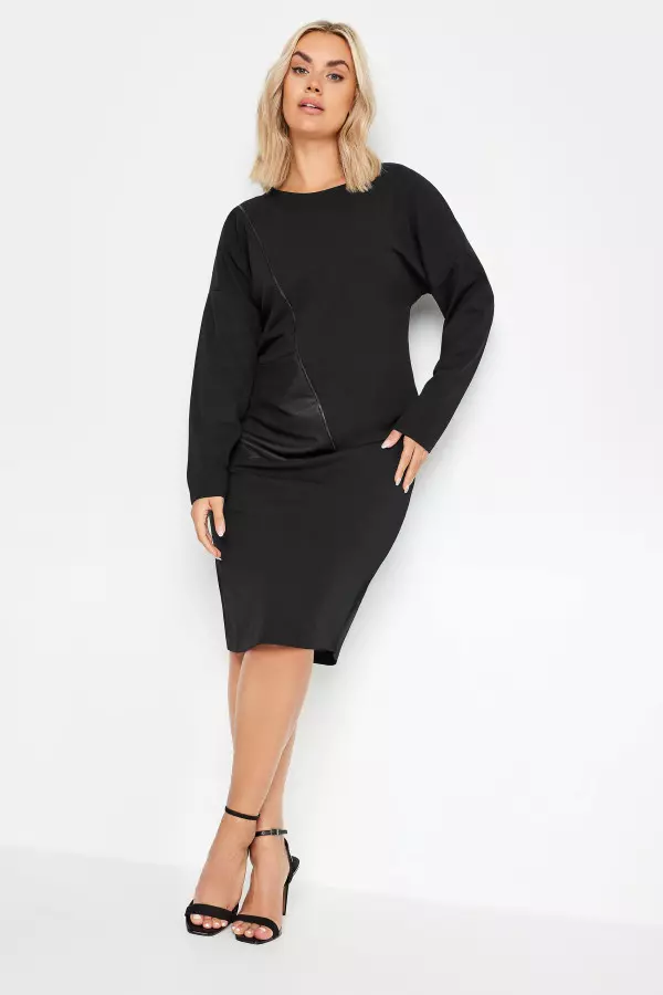 Yours Curve Black Pocket Front Midi Dress, Women's Curve & Plus Size, Yours