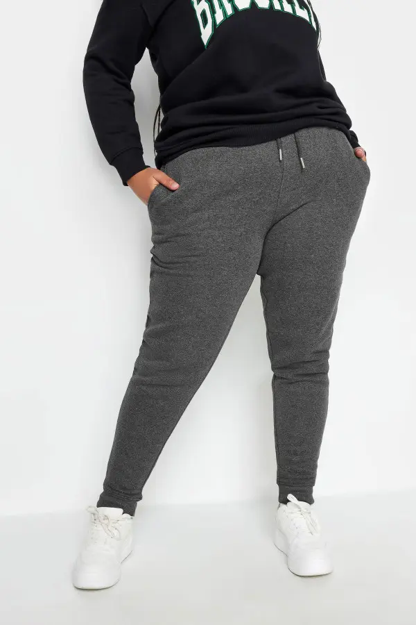 Yours Curve Charcoal Grey Cuffed Stretch Joggers, Women's Curve & Plus Size, Yours
