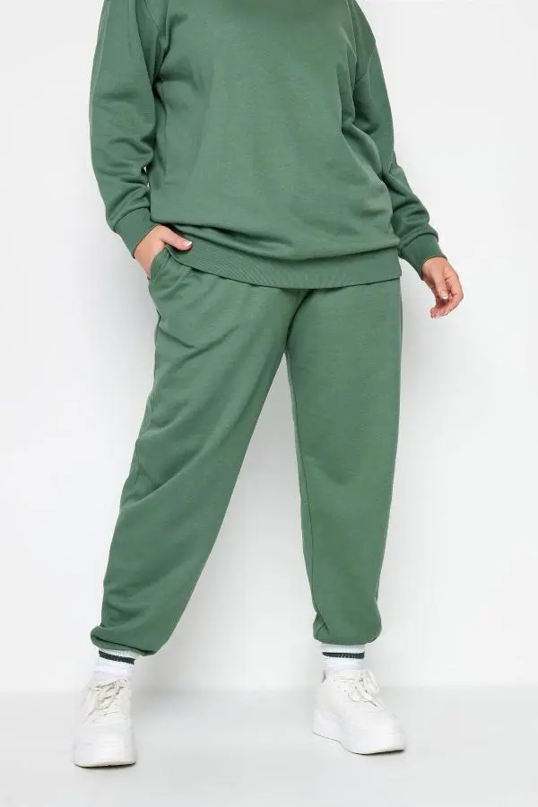 Yours Curve Green Cuffed Joggers, Women's Curve & Plus Size, Yours