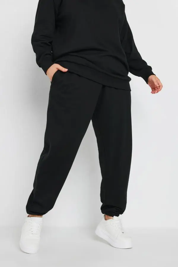 Yours Curve Black Cuffed Joggers, Women's Curve & Plus Size, Yours