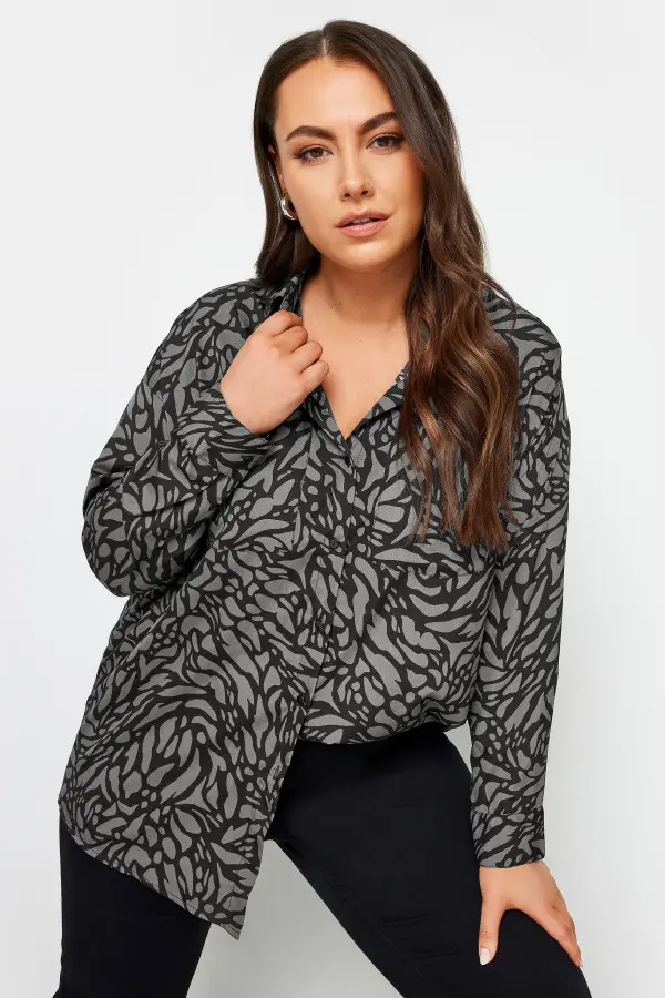 Yours Curve Grey Animal Markings Print Shirt, Women's Curve & Plus Size, Yours