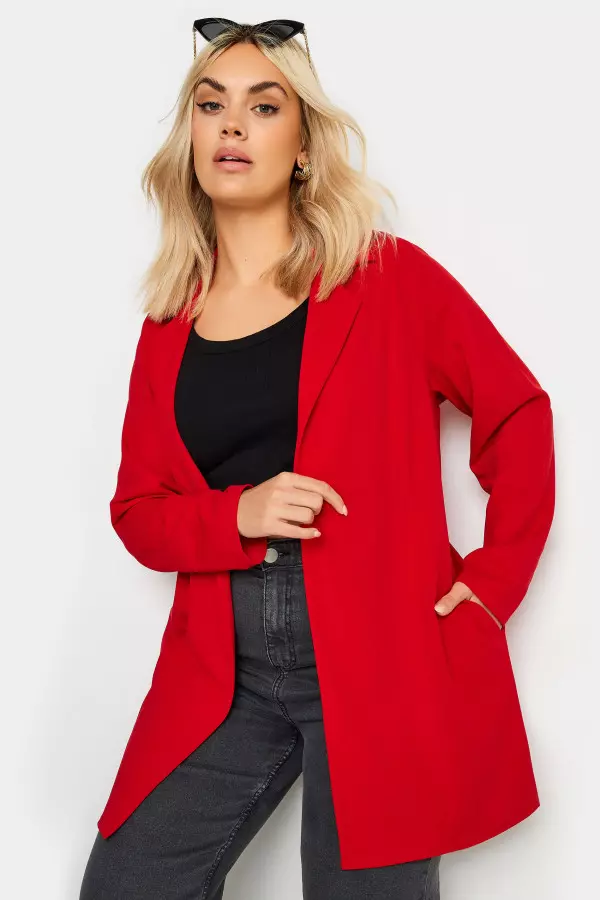 Yours Curve Red Pocket Blazer, Women's Curve & Plus Size, Yours
