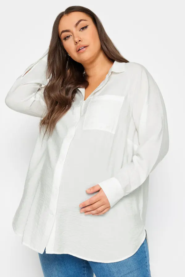 Bump It Up Maternity Curve White Pocket Shirt