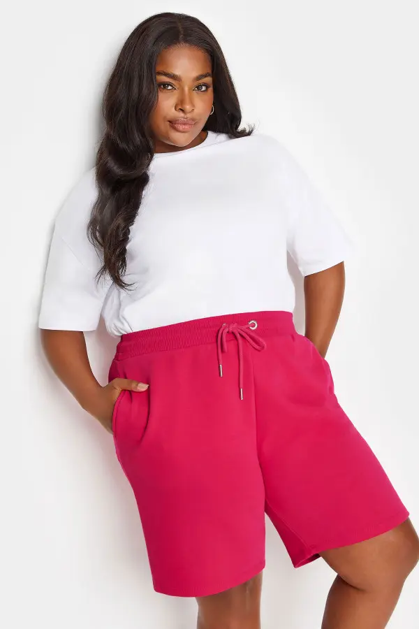 Yours Curve Hot Pink Jogger Shorts, Women's Curve & Plus Size, Yours