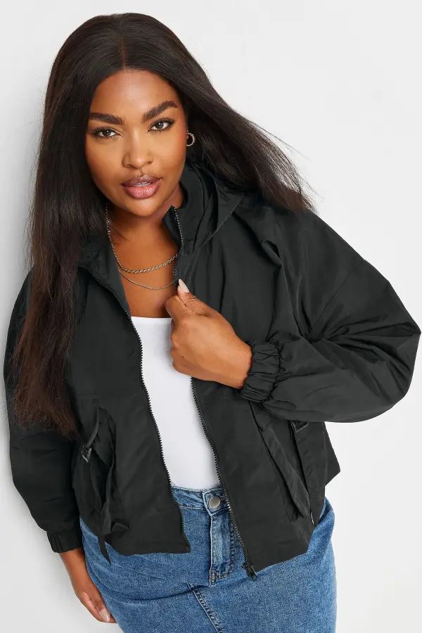 Limited Collection Curve Black Hooded Cargo Jacket, Women's Curve & Plus Size, Limited Collection