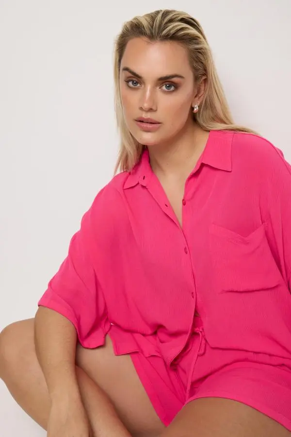 Yours Curve Pink Crinkle Shirt, Women's Curve & Plus Size, Yours