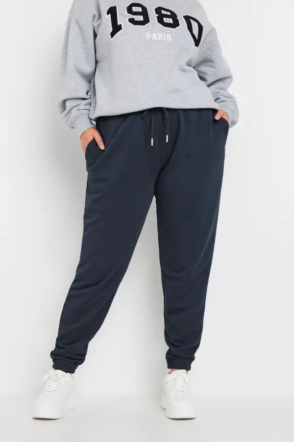 Yours Curve Navy Blue Elasticated Joggers, Women's Curve & Plus Size, Yours