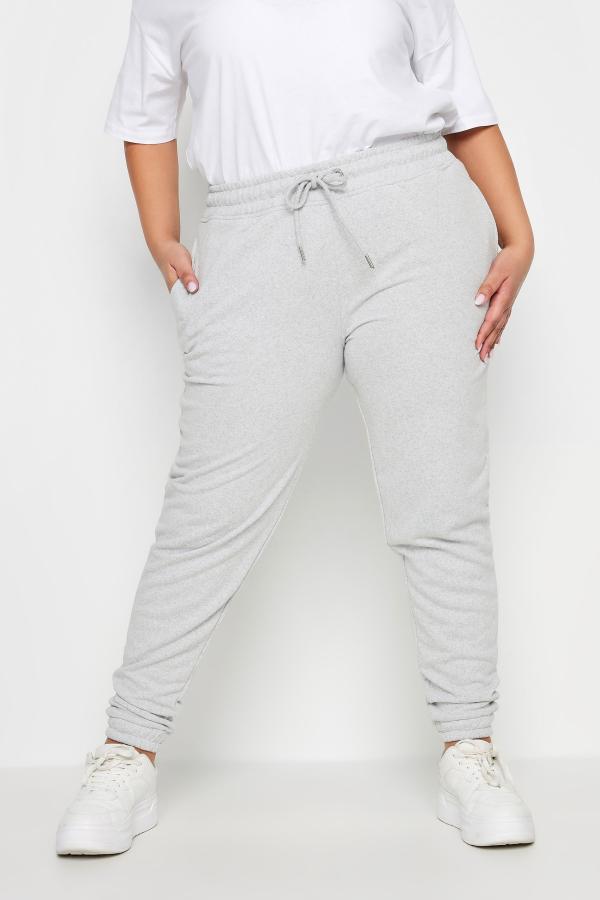 Yours Curve Light Grey Elasticated Joggers, Women's Curve & Plus Size, Yours