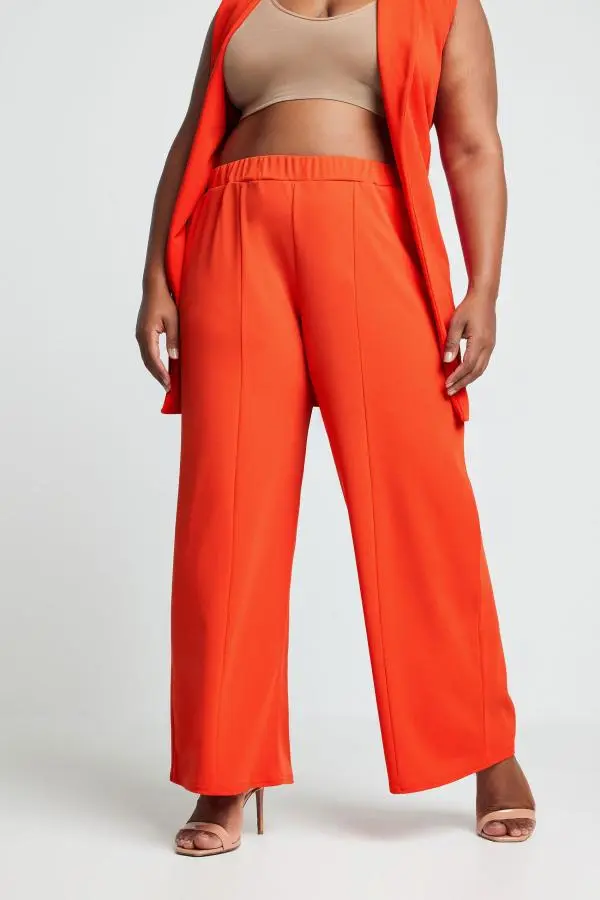 Yours Curve Bright Orange Wide Leg Trousers, Women's Curve & Plus Size, Yours