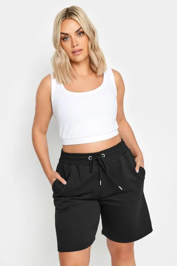 Yours Curve Black Elasticated Jogger Shorts, Women's Curve & Plus Size, Yours