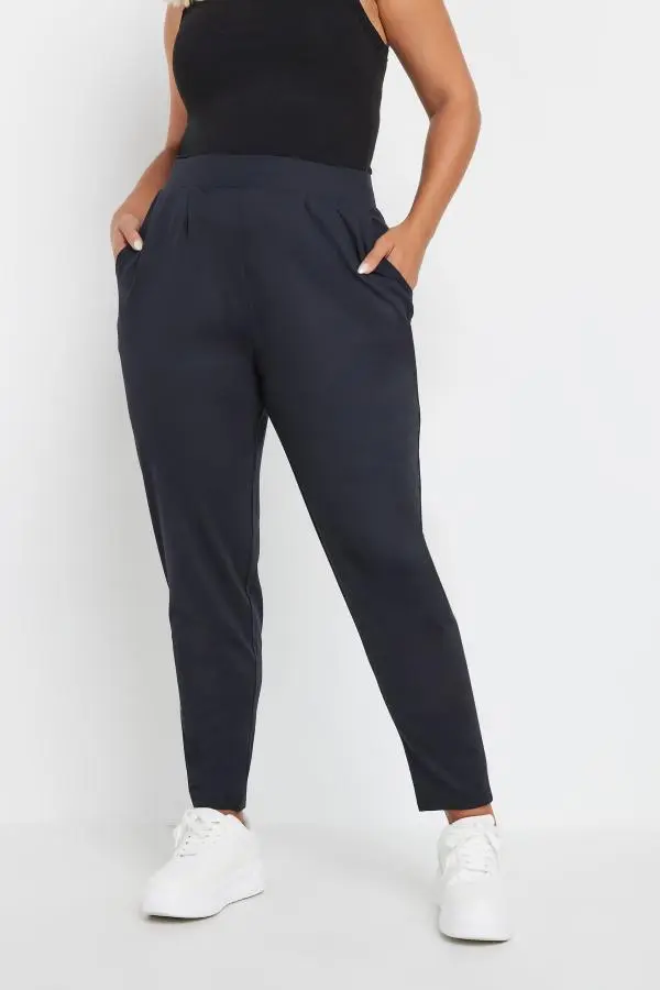 Yours Curve Navy Blue Stretch Joggers, Women's Curve & Plus Size, Yours