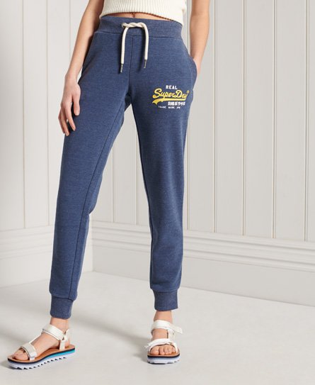 Womens - Organic Cotton Essential Logo Joggers in Vintage Navy Marl