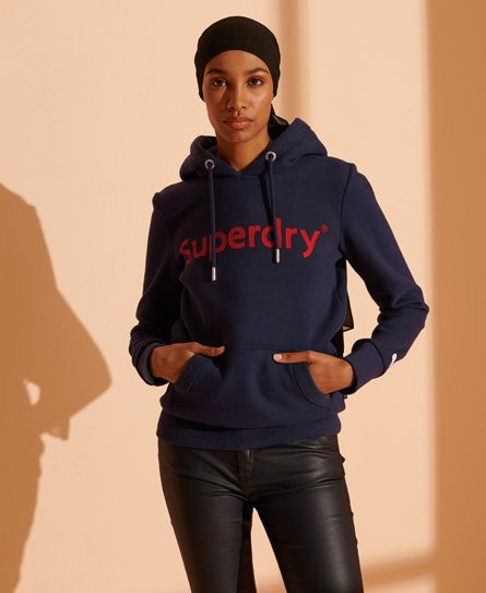 Superdry Women's Registered Flock Hoodie Navy / Atlantic Navy - 