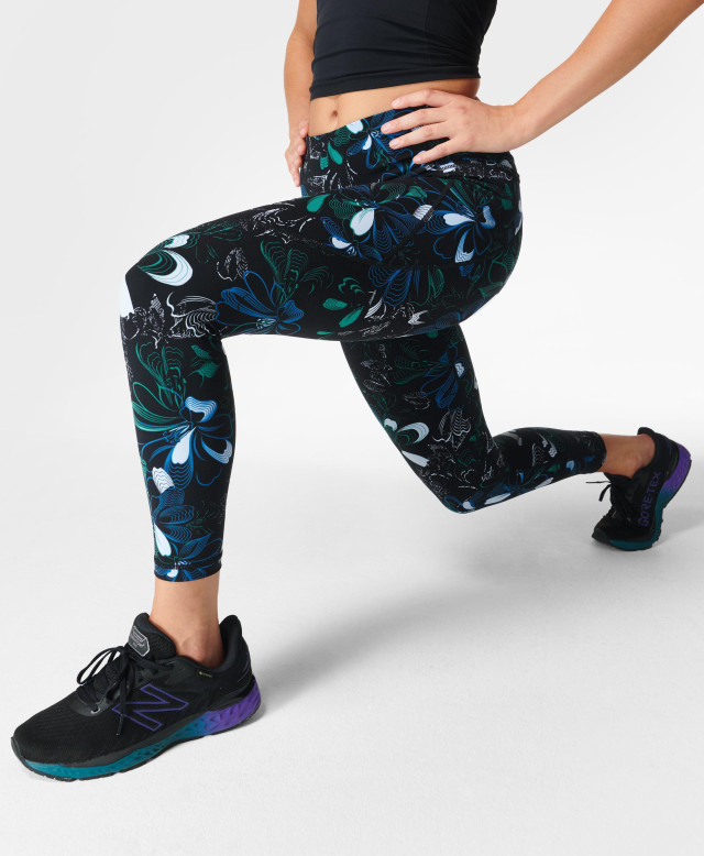 Superdry TRAINING ESSENTIAL - Leggings - Trousers - cobalt blue neon red  ombre/blue 