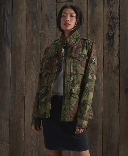 Superdry Women's Classic Rookie Borg Jacket Khaki / Army Camo - 