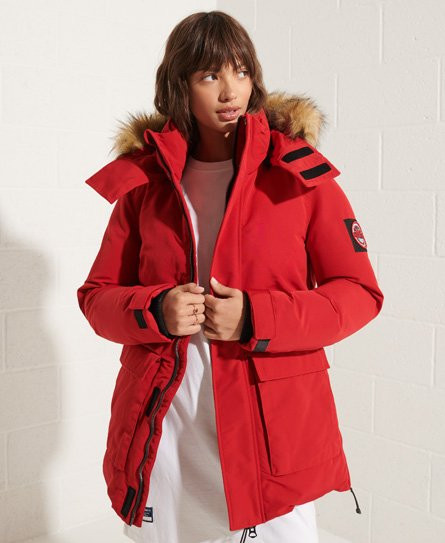 Superdry Women's Code Everest Parka Coat Red / Expedition Red - 